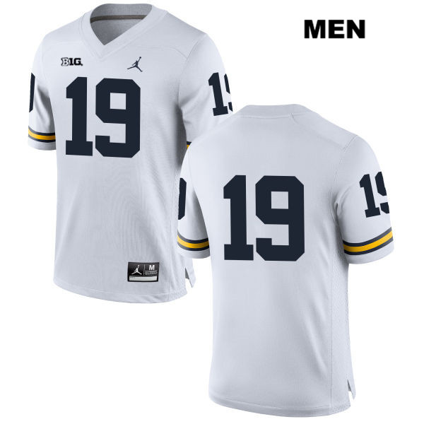 Men's NCAA Michigan Wolverines Henry Poggi #19 No Name White Jordan Brand Authentic Stitched Football College Jersey BX25F81GH